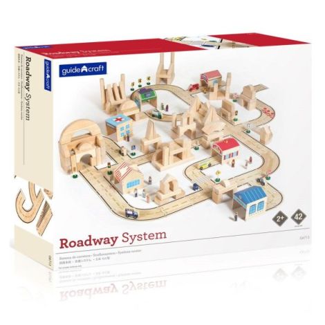 Roadway, traseu auto din lemn, 42 piese, Guidecraft - imagine 7